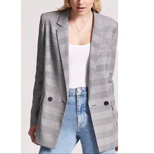 Black and White Forever 21 Plaid Boy Friend Blazer